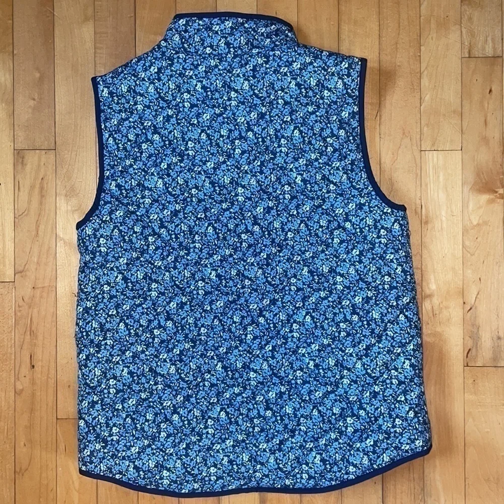 JCrew crewcut floral puffer vest.